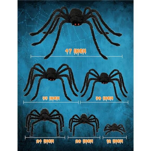 Halloween Plush Spiders Set Scary Fake Spider for Indoor Outdoor - Picture 2 of 7